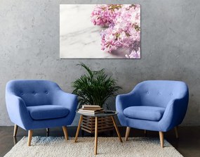 Εικόνα όμορφα λουλούδια σε μαρμάρινο φόντο - 60x40