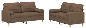vidaXL Πολυθρόνες Σετ 2 Τεμαχίων Καφέ από Ύφασμα με Μαξιλάρια