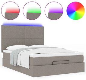 vidaXL Οθωμανικό κρεβάτι με στρώμα & LEDs Taupe 140x200 cm Ύφασμα