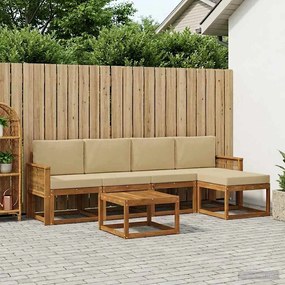 vidaXL Σειρά Καναπέ Εξωτερικού 6 pcs Φυσικό και Μπεζ Πολυεστέρας