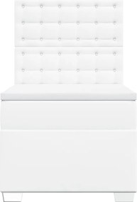 vidaXL Κρεβάτι Boxspring με Στρώμα Λευκό 90x200εκ. από Συνθετικό Δέρμα