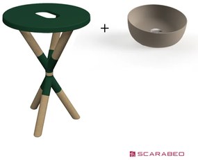 Scarabeo Cross 2501F0-9855 Musk (Πράσινο Ματ) Πάγκος Με Νιπτήρα Glam Sand Ø33εκ.