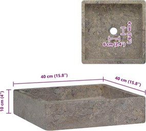 vidaXL Νιπτήρας Γκρι 40 x 40 x 10 εκ. Μαρμάρινος