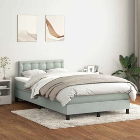 vidaXL Κρεβάτι Boxspring με Στρώμα Ανοιχτό Γκρι 120x220 εκ. Βελούδινο