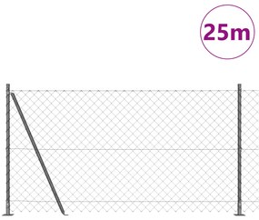 vidaXL Σετ Στύλων Φράχτη Ασημί 25 x 1.2 μ Επικαλυμμένος Χάλυβας