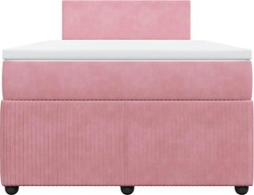 vidaXL Κρεβάτι Boxspring με Στρώμα Ροζ 120x200 εκ. Βελούδινο