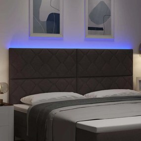 vidaXL LED κεφαλάρι Ανοιχτό γκρι 200 cm ύφασμα