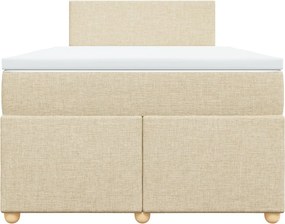 vidaXL Κρεβάτι Boxspring με Στρώμα Κρεμ 120x190 εκ. Υφασμάτινο
