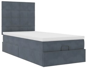 Οθωμανικό κρεβάτι με στρώματα Σκούρο γκρι 90x200cm Velvet 3313446
