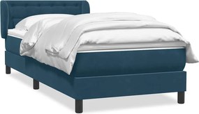 vidaXL Κρεβάτι Boxspring με Στρώμα Σκούρο Μπλε 80x220 εκ. Βελούδινο