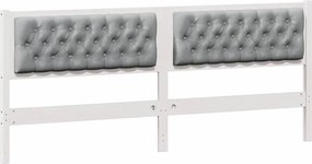 vidaXL Κεφαλάρι Άλλο Λευκό και ανοιχτό γκρι 200 cm Μασίφ ξύλο πεύκου