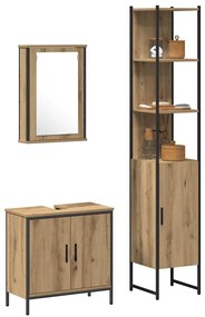 vidaXL Σετ Επίπλων Μπάνιου με ράφι 3 pcs Καφέ 33 x 33 x 185.5 εκ
