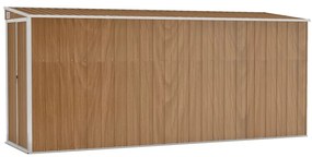 vidaXL Αποθήκη Κήπου Επιτοίχια Καφέ 118x382x178 εκ. από Γαλβ. Ατσάλι
