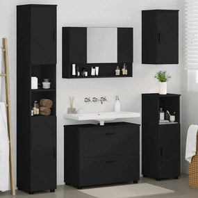 vidaXL Σετ Επίπλων Μπάνιου με συρτάρι 5 pcs Μαύρο 30 x 35 x 192 εκ.