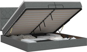 vidaXL Κρεβάτι Ottoman με στρώμα Σκούρο Γκρι 200 x 200 cm Ύφασμα