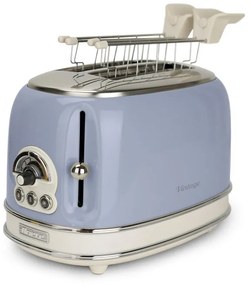 Τοστιέρα ψωμιού Ariete VINTAGE 0155/05, 810W, 2 φέτες, 3 λειτουργίες, 6 στάδια, Αφαιρούμενος δίσκος ψίχας, Μπλε