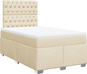 vidaXL Κρεβάτι Boxspring με Στρώμα Κρεμ 120x190 εκ. Υφασμάτινο