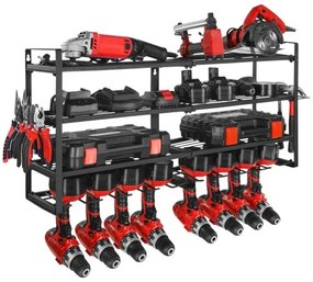 VEVOR Power Tool Organizer Wall Mount, 4-Layer Storage Rack with 8 Drill Holders, Tools Holder and Storage Rack with Screwdriver Holder, Garage Tool Organizer for Garage, Workbench, and Workshop