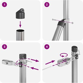 vidaXL Στύλος Περιφράξεων 7 pcs Ασημί Ατσάλι