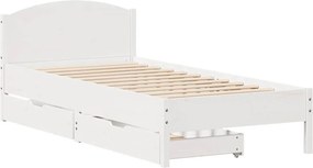 vidaXL Σκελετός Κρεβατιού Χωρίς Στρώμα Λευκό 100x200 εκ. Μασίφ Πεύκο
