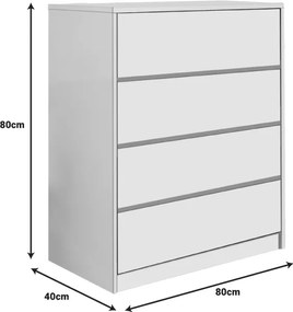 Συρταριέρα Kuanger pakoworld mdf σε λευκή απόχρωση 80x40x80εκ