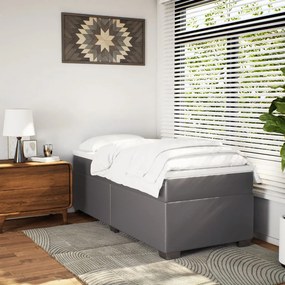 vidaXL Κρεβάτι Boxspring με Στρώμα Γκρι 80 x 200 εκ. Συνθετικό Δέρμα