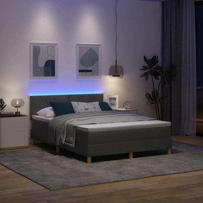 vidaXL LED Κρεβάτι με βάθρο Σκούρο Γκρι 140 x 190 cm ύφασμα