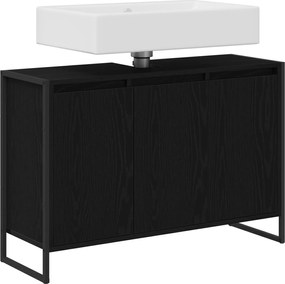 vidaXL Ντουλάπι Μπάνιου Μαύρη Οξυά 90 x 30 x 60 cm Επεξεργασμένο ξύλο