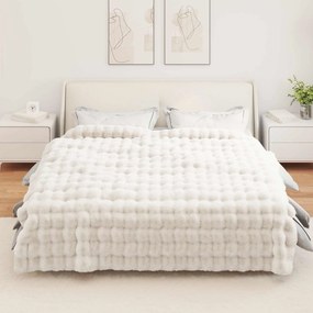 vidaXL Αντιολισθητική κουβέρτα από τεχνητή κουνελιού Olite 4 pcs Λευκό