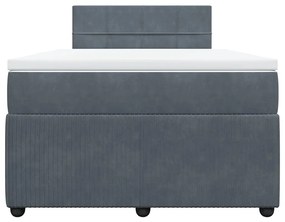 vidaXL Κρεβάτι Boxspring με Στρώμα Σκούρο Γκρι 120x190 εκ. Βελούδινο