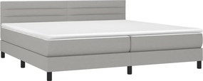 vidaXL Κρεβάτι Boxspring με Στρώμα &amp; LED Αν.Γκρι 200x200εκ. Υφασμάτινο