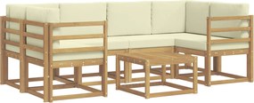 vidaXL Σειρά Καναπέ Εξωτερικού με μαξιλάρι 7 pcs Λευκό και Κρεμ