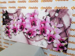 Εικόνα μωβ λουλούδια σε αφηρημένο φόντο - 120x60