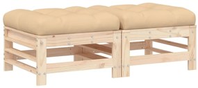 vidaXL Υποπόδια Κήπου με Μαξιλάρια 2 τεμ. από Μασίφ Ξύλο Πεύκου