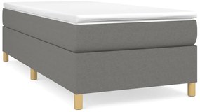 vidaXL Κρεβάτι Boxspring με Στρώμα Σκούρο Γκρι 90x200 εκ. Υφασμάτινο