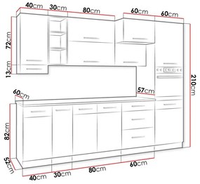 Σετ κουζίνας Color 102, 270x57cm, 219 kg, Ινοσανίδες μέσης πυκνότητας, Πλαστικοποιημένη μοριοσανίδα | Epipla1.gr