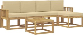 vidaXL Σειρά Καναπέ Εξωτερικού με μαξιλάρι 6 pcs Λευκό και Μπεζ