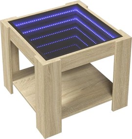 vidaXL Τραπεζάκι Σαλονιού με LED Δρυς 53x53x45 εκ. Επεξεργασμένο Ξύλο