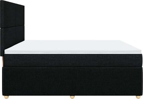 vidaXL Κρεβάτι Boxspring με Στρώμα Μαύρο 200x200 εκ. Υφασμάτινο