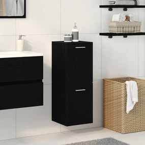 vidaXL Ντουλάπι Τοίχου Μπάνιου Μαύρη Δρυς 30x30x80 εκ, Κατασκευασμένο από Ξύλο