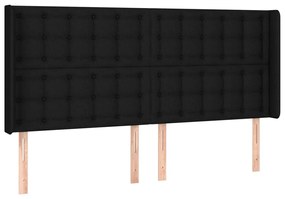 Κεφαλάρι με Πτερύγια Μαύρο 163x16x118/128 εκ. Υφασμάτινο - Μαύρο