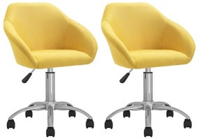 Καρέκλες Τραπεζαρίας Περιστρεφόμενες 2 τεμ Κίτρινες Υφασμάτινες - Κίτρινο
