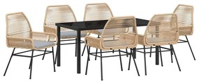 vidaXL Σέτ φαγητού για κήπο 7 pcs Καφέ συνθετικό ρατάν