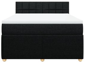 Κρεβάτι Boxspring με Στρώμα Μαύρο 140x190 εκ. Υφασμάτινο - Μαύρο