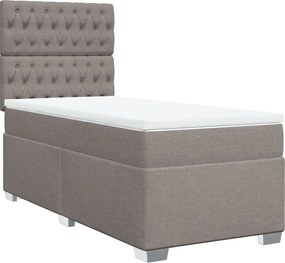 vidaXL Κρεβάτι Boxspring με Στρώμα Taupe 100 x 200 εκ. Υφασμάτινο