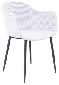 Πολυθρόνα BERRY Μεταλλική Μαύρη/PP-UV Λευκό 58x58x85cm (Σετ 4 ΤΕΜ)
