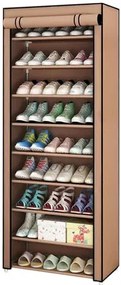 HOME USE υφασμάτινη παπουτσοθήκη HUH-0221 με 9 ράφια, 57x28x160cm, καφέ