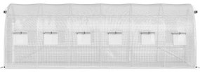 VEVOR Walk-in Tunnel Greenhouse, 20 x 10 x 7 ft Portable Plant Hot House w/ Galvanized Steel Hoops, 3 Top Beams, 4 Diagonal Poles, 2 Zippered Doors &amp; 12 Roll-up Windows, White