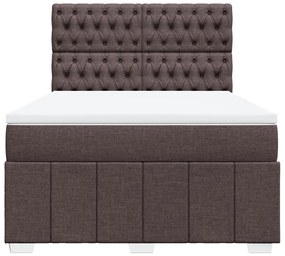 vidaXL Κρεβάτι Boxspring με Στρώμα Σκούρο Καφέ 140x200 εκ Υφασμάτινο