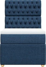 vidaXL Κρεβάτι Boxspring με Στρώμα Μπλε 90x190 εκ.Υφασμάτινο